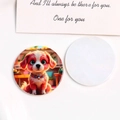 Détail de charm rond en acrylique avec motif chiot et revers blanc brillant poli - Zodiaque Chien (B53-4-26-27)