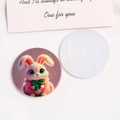 Détail du badge en acrylique lapin et disque blanc vierge pour accessoires DIY - Zodiaque Lapin (B53-4-26-27)