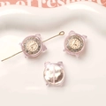 Dettaglio di ciondoli a mini sveglia con strass per accessori di orecchini fai-da-te - Viola