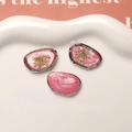 Detail of three pearlescent pink resin pendants with dried flowers and alloy frames - Silver Edge Deep Pink Dried Flower