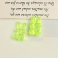 Macro shot of two light green translucent resin bear charms for DIY accessories - Half Drilled / Green
