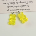Translucent yellow gummy bear charms with silver rings for DIY jewelry making - Yellow