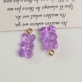 Detailed view of purple resin gummy bear charms with golden loops for DIY jewelry making - Purple