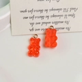 DIY translucent orange resin bear charms with golden hooks for earrings and jewelry making - Red
