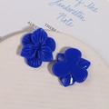 Detail of dark blue resin double-layered flower accessories for DIY hairpins and crafts - Blue