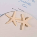 Detailed macro view of two matte starfish resin charms for DIY jewelry making - Frosted White