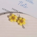 Macro detail of yellow resin flower charms with golden cores for DIY jewelry crafting - 1 Piece / Yellow