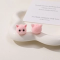 Details von rosa beflockten Katzenkopf-DIY-Anhängern mit Vorderseite und Fädelloch - Rosa (Klein)