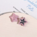 Details van roze glitter sterbedeltjes met zilveren spiegelzijde voor DIY-sieraden - Roze Ster