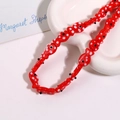 Macro detail of red ceramic fish beads with white polka dots for DIY jewelry making - Red Fish With White Dots (No. 8)