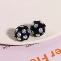 Detail of Shamballa style black spherical beads with laser star crystals for DIY jewelry - Black (1 Piece)