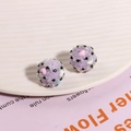 Detail of fairy-style lavender sugar ball beads with pink hearts for DIY jewelry - 1 Piece / Purple