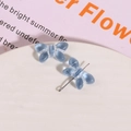 Detailed view of translucent blue glass butterfly charms for DIY jewelry crafting - Blue with White Thread