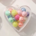 DIY macaron colored beads in heart-shaped transparent plastic box for jewelry making - Style B