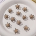 Translucent gray resin flower charms with golden stamen for DIY jewelry making - 1 Piece / Black