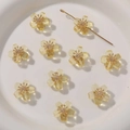 Clear yellow resin flower beads with gold metal centers for DIY jewelry making - 1 Piece / Yellow