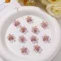 Translucent purple flower charms with golden center for DIY jewelry making - 1 Piece / Purple