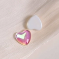 Macro shot of iridescent and white heart-shaped glass charms for DIY crafts and nail art - Glossy Heart (10*10mm)