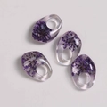 Detailed view of handmade resin drop pendants with real purple dried flowers for DIY - Purple