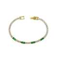 Tennisarmband mit 18k Goldbeschichtung, grünen Zirkonia und weißen runden Steinen - Grüner Zirkonia