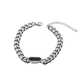 Silbernes Panzerarmband mit schwarzem Emaille-Anhänger für Damen, verstellbare Länge - Schwarzes Perlmutt Armband (DG-SL00019) / Silber