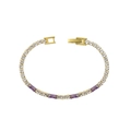 Vergoldetes Tennisarmband mit runden Zirkonia und lila Akzenten für Damen - Violetter Zirkon