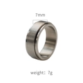 7 mm gebürsteter Titanstahlring mit Details zu Breite, 7 g Gewicht und schwarzer Nut - US 7 / Stahlfarben