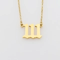 Goldene Edelstahlkette mit einem gotischen 111 Engelszahlen-Anhänger für Damen - Gold 111