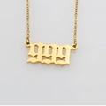 Goldene Halskette aus Edelstahl mit gotischem 999 Engelszahl-Anhänger an einer O-Kette - Gold 999