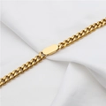 Goldenes Gliederketten-Armband aus Titanstahl mit rechteckigem Muschel-Anhänger - Glatte Oberfläche Armband (DG-SL00019) / Gold