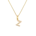 Close-up of golden stainless steel necklace with sparkling Z-letter pendant and zircons - Letter Z (DG-XL00159-Z)