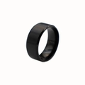 9,8mm schwarzer matter Titanstahlring mit gebürstetem Finish und polierten Kanten - US 7 / Schwarz