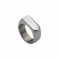 Minimalistischer Siegelring aus Titanstahl mit glatter, rechteckiger Oberfläche - Größe 10 / Minimalistischer Siegelstil (DG-JZ00030) / Stahlfarben