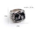 Detailed view of punk Harley motorcycle ring with vintage steel texture and sizing info - US 10 / Steel