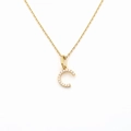 Goldene Edelstahlkette mit C-Anhänger und feinem Zirkonia-Besatz für Damen - Buchstabe C (DG-XL00159-C)