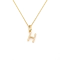 Sparkling gold-plated necklace featuring a pavé diamond letter H initial pendant - Letter H (DG-XL00159-H)