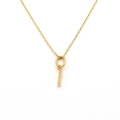 Minimalist gold necklace with vertical I-letter pendant set with six sparkling zircons - Letter I (DG-XL00159-I)