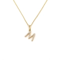 Elegant gold necklace featuring a micro-paved sparkling zircon letter M pendant - Letter M (DG-XL00159-M)