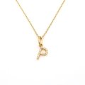 Golden necklace featuring a crystal-encrusted letter P pendant on a fine cable chain - Letter P (DG-XL00159-P)