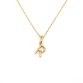 Elegant gold-plated letter R necklace pendant with shimmering pave-set zircon crystals - Letter R (DG-XL00159-R)
