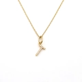 Gold plated stainless steel necklace with sparkling crystal encrusted letter T pendant - Letter T (DG-XL00159-T)