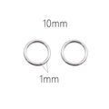 Anneau de nez en titane argent 10mm ou anneau de cartilage épaisseur 1mm poli - Style sans couture (1,0 mm x 10 mm)
