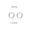 Anneau de piercing segment en titane argenté de 6mm de diamètre et 1.2mm d'épaisseur - Style sans couture (1,2 mm x 6 mm)