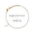 Set di collana e bracciale in acciaio al titanio dorato con perline tonde colorate - Oro-Bracciale di Perline Colorate