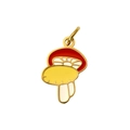 Detailansicht des bunten Emaille-Pilzanhängers mit goldenem Metallrand für Schmuck - Roter gelber weißer Cartoon-Pilz (PJ-00002-Pilz 1)