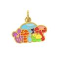 Pendentif champignon coloré plaqué or avec finition émail pour la création de bijoux - Groupe de champignons colorés à couches (PJ-00002-Champignon 14)