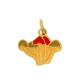 Pendentif champignon coloré en métal doré avec émail rouge et orange pour colliers - Groupe de champignons rouge-orange réaliste (PJ-00002-Champignon 18)