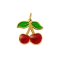 Golden cherry pendant with red and green enamel coating for DIY necklace jewelry - Fashion Metallic Red Cherry (PJ-00004-Cherry11)