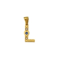 Detailansicht des 18K Gold-Anhängers Buchstabe L mit blauen und weißen Zirkonsteinen - Buchstabe L Stil (PJ-00007-L)