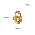 Detalle de dimensiones y peso del colgante de candado de corazón dorado de 16,7 mm - Candado de Corazón